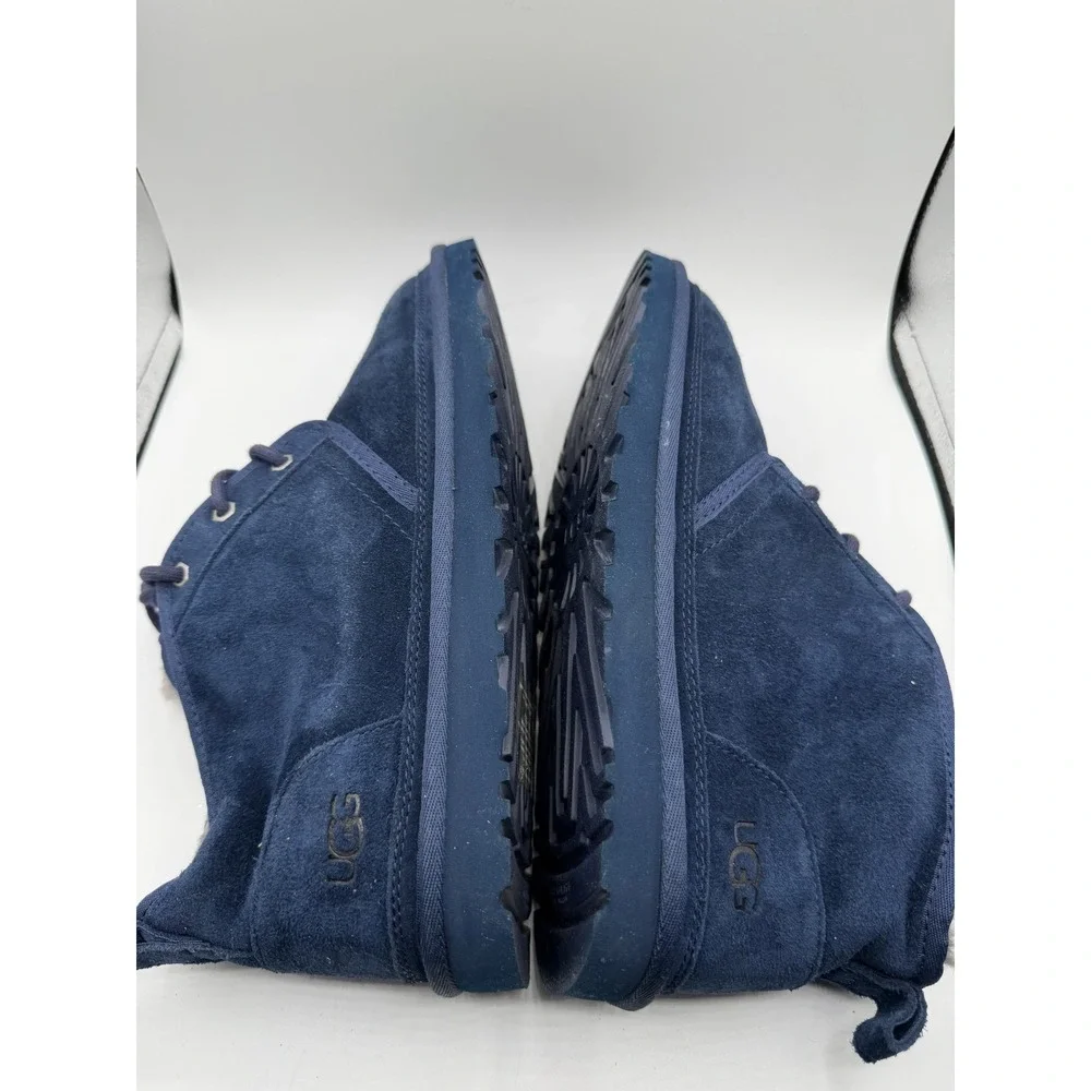 EUC UGG Neumel Shearling Winter Boots Navy Blue Lace Up Chukka Size 12